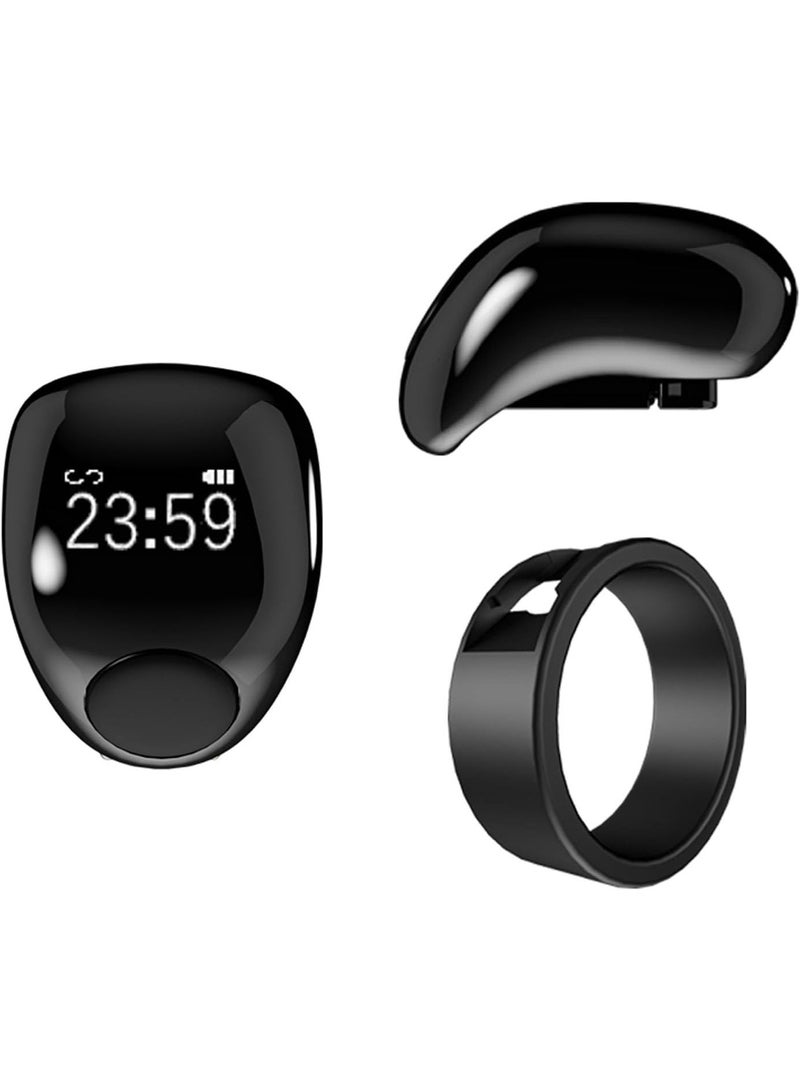 خاتم ذكر ذكي، عداد مسابح، منبه للصلاة اليومية للمسلمين مع شاشة OLED، شاحن مغناطيسي، متوافق مع تطبيق FaithRing، مقاوم للماء، متوفر بمقاسين 20 مم و22 مم - لون تيتانيوم أسود - Image 4